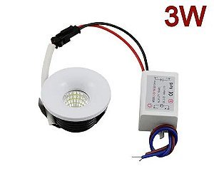 Mini Spot Led 3W Cob Redondo Branco Frio 6000k